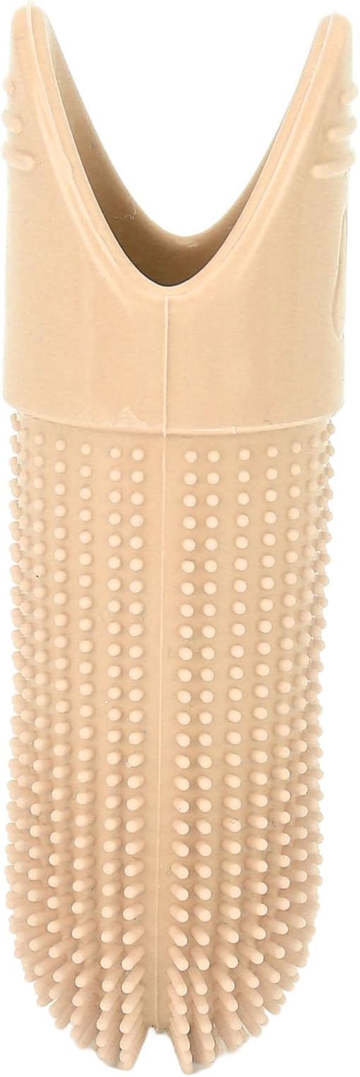 Haofy 4 Pack Dog Toothbrush, 360°Cleaning Finger Brush for Dogs Teeth, Food Grade Silicone Pet Toothbrush Fits Most Fingers, Puppy Toothbrush for Dog Training Period (Beige)