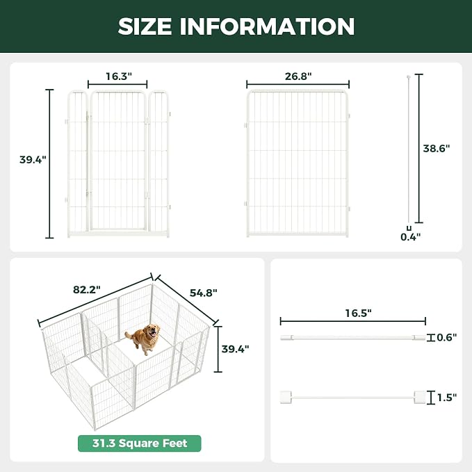 FXW Homeplus Unleashed Indoor Dog Playpen - Stress-Free and Safe Play, Heavy Duty 40 Inch 12 Panels with Connectors (Pack of 2) for Puppy and Small Dogs, White│Patented