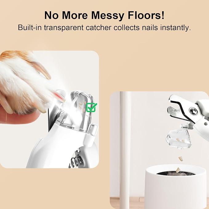 2-in-1 Dog Nail Clippers with Light & Grinder, USB Rechargeable
