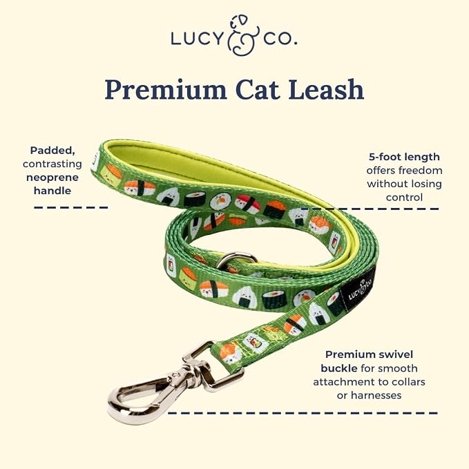 Lucy & Co. How I Roll Step-in Cat Harness & Leash Bundle – Reflective, Breathable & Adjustable Harness for Cats, Kittens & Small Dogs, Lightweight & Secure and Dual Leash Clips – X-Small
