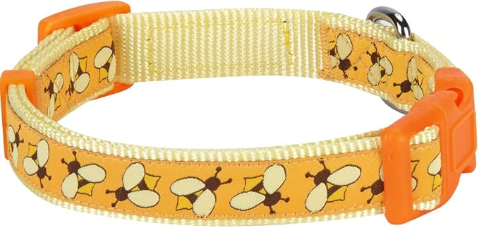 Blueberry Pet Essentials 10 Patterns Statement Busy Bees Designer Adjustable Dog Collar, Medium, Neck 14.5"-20"
