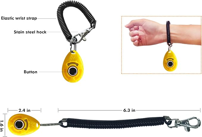 BONSO Dog Training Clicker with Wrist Strap, Yellow