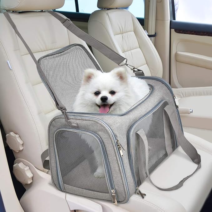 Henkelion Cat & Dog Carrier, Small/Medium Up to 15 lbs, TSA Airline Approved, Waterproof, Grey