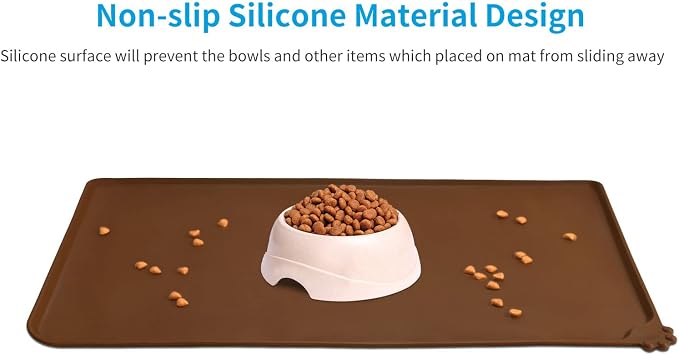 AUDWUD Silicone Waterproof Pet Feeding Mats,Anti Slip Bowl Pad, Dog Mat for Food and Water
