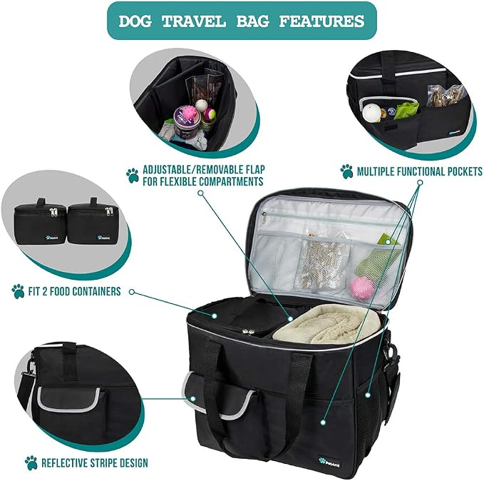 PETAMI Dog and Cat Travel Bag, Black, Large