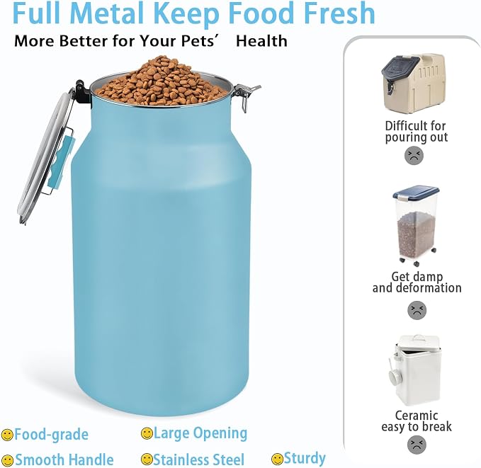 Dog-Cat Food Storage Container 40 lb, Airtight Stainless Steel Bin