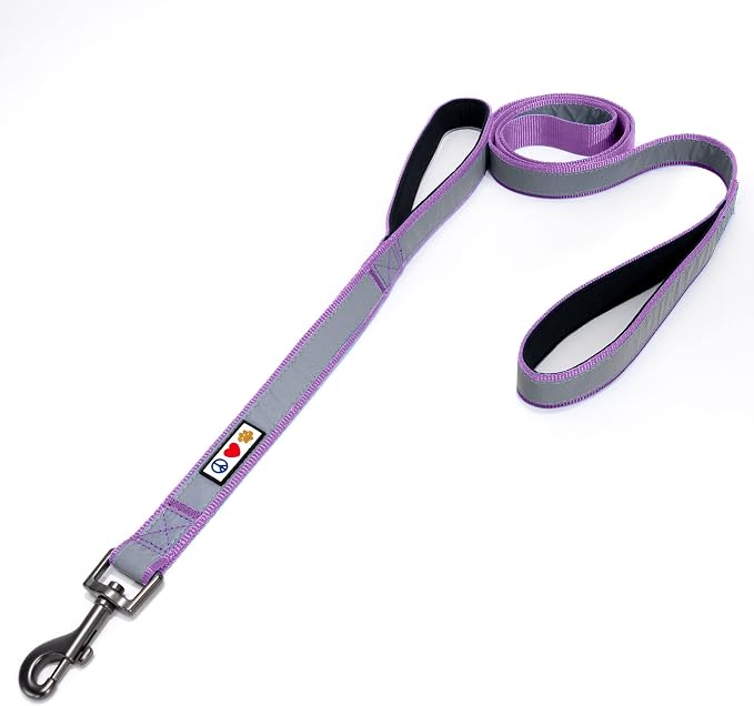 Pawtitas Double Handle Dog Leash Heavy Duty for Training No Pull Leashes Ideal for Medium and Large Dogs | Great for Walking, Running & Training Dog Leash - Medium/Large - Purple