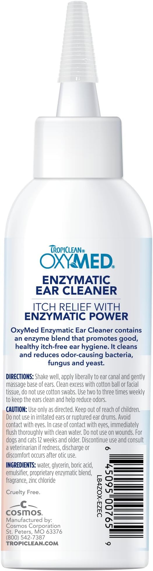 TropiClean OxyMed Enzymatic Dog Ear Cleaner, 4 oz