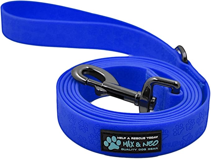 Max and Neo Waterproof Dog Leash - We Donate a Leash to a Dog Rescue for Every Leash Sold (Blue) 6 FT X 1" Wide