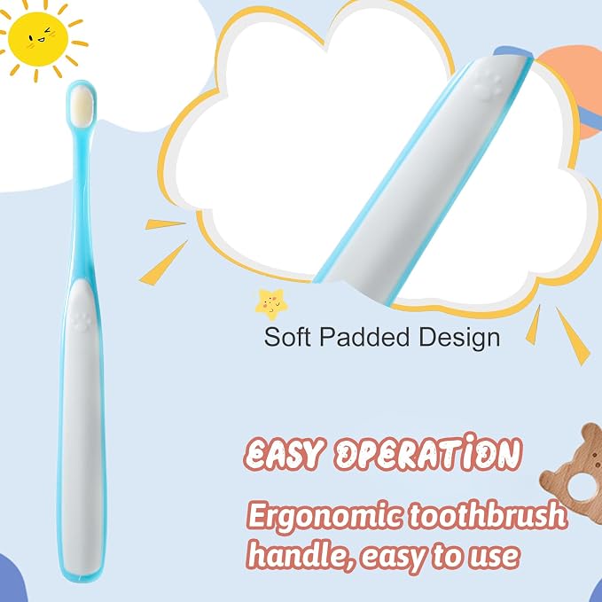 Lusofie 3 Pack Dog Toothbrush for Small Dogs & Puppies - Extra Soft Bristles, 0.35" Mini Brush Head, Gentle Teeth Cleaning for Yorkie, Chihuahua, Tiny Breeds - Curved Handle with Dual Rubber Grip