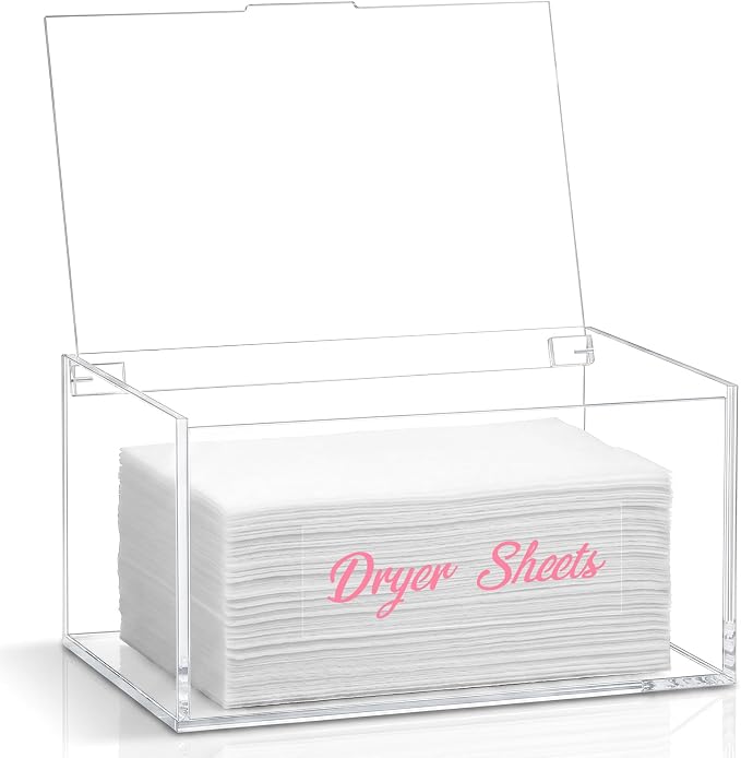 Acrylic Dryer Ball Holder Dispenser Container,Bonus Pink Labels Included