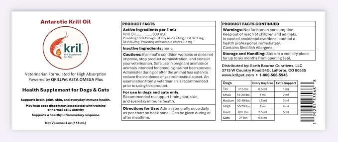 kril™ Antarctic Krill Oil Liquid Supplement for Dogs & Cats