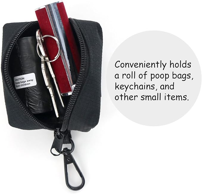 Wagtime Club 2 Pack Dog Poop Bag Holder for Leash Dog Waste Bag Dispenser Soft Fabric Puppy Potty Carrier Suitable for Any Leash with 2 Roll of Pet Trash bag, Black