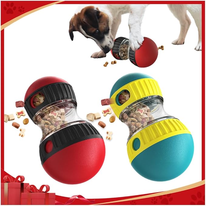 Mankoda Dog Puzzle Toys, Rolling Treat Dispensing Ball, Brain Stimulation & Slow Feeder, Dog Enrichment Toys to Keep Them Busy (2PCS: Red+Green)