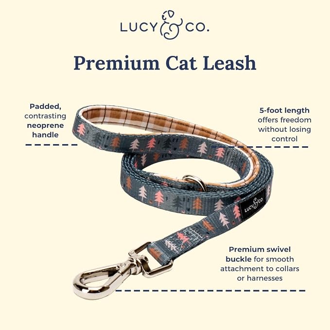 Lucy & Co. Take a Hike Step-in Cat Harness & Leash Bundle – Reflective, Breathable & Adjustable Harness for Cats, Kittens & Small Dogs, Lightweight & Secure and Dual Leash Clips – Large