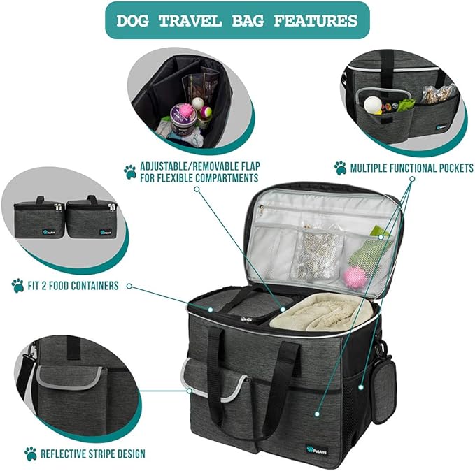 PetAmi Dog and Cat Travel Bag, Charcoal, Large