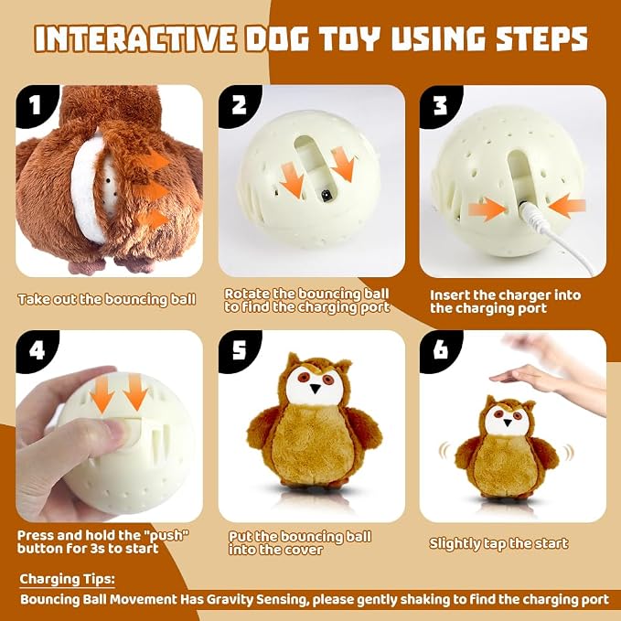 Interactive Dog Toys Rechargeable Moving Puppy Toys to Keep Them Busy, Touch Activated Puppy Toys, Puppy Dog Birthday Gifts, Electric Plush Entertainment Toy for Small & Medium Dogs