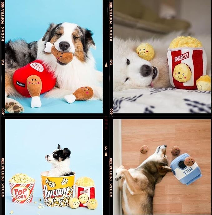 ZippyPaws Burrow Interactive Dog & Puppy Toys for Boredom - Hot Cocoa | Stimulating Pet Products to Keep Them Busy, Hide & Seek Plush Puzzle, Enrichment Squeaky Toy for Small & Medium Dogs