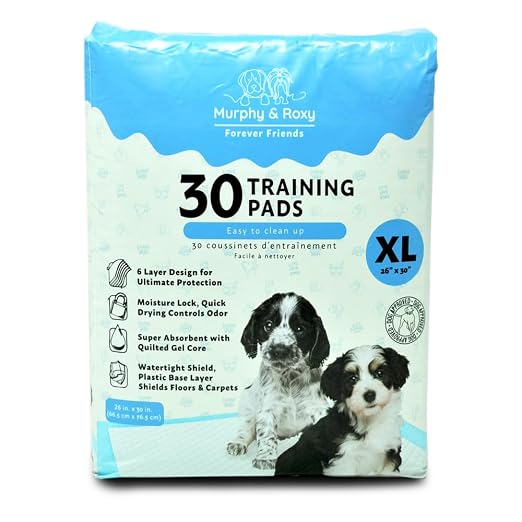 Murphy & Roxy Unscented Pet Training Pads 30 Pack XL - Super-Absorbent with Quilted Gel Core and Odor Control Technology 26 X 30 Inches (Extra Large)