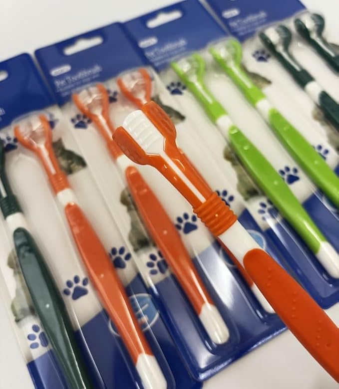 Pet Toothbrush for Dogs & Cats – Dual-Head Pet Toothbrush, 2-Pack Soft Bristle Dental Care Set, Ergonomic Handle, Plaque & Tartar Removal, Assorted Colors