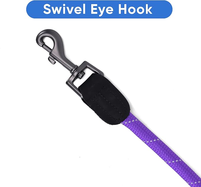 Pawtitas 6FT Training Dog Leash Durable Medium Rope Leash for Dogs Premium Quality Heavy Duty Rope Lead Strong and Comfortable - Purple Puppy Leash