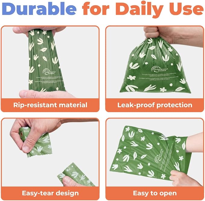 Best Pet Supplies Dog Poop Bags for Waste Refuse Cleanup, Doggy Roll Replacements for Outdoor Puppy Walking and Travel, Leak Proof and Tear Resistant, Thick Plastic - Green (Unscented), 600 Count