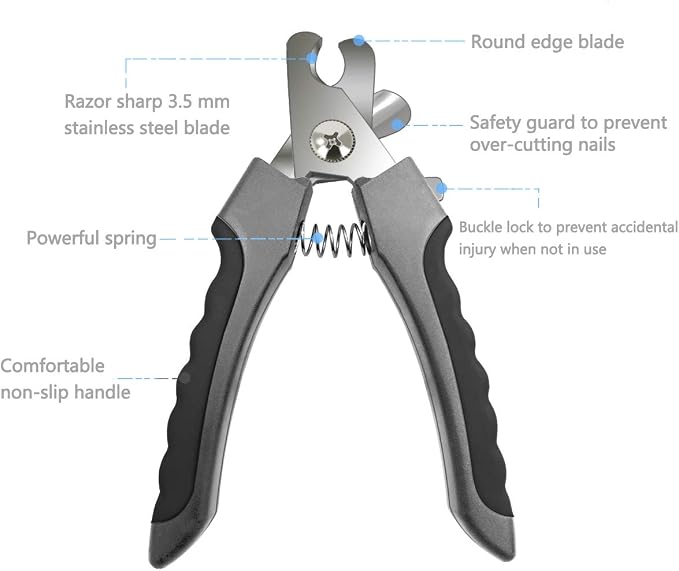 Pet Nail Clippers & Trimmers Set, Razor Sharp, Grey
