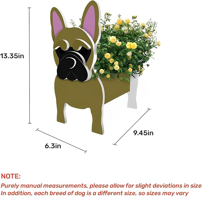 Yellow French Bulldog Dog Planter Pots, Animal Shaped Flower Pot