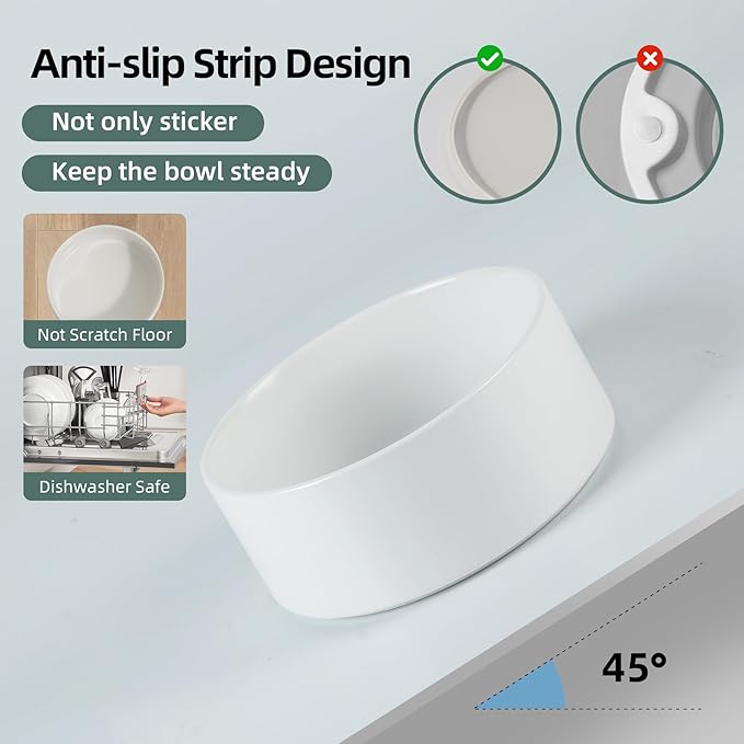 Havniva 6.1” Dog Bowls Elevated Ceramic Dog Food and Water Bowl Set, Double Raised Dog Water Bowl with Stand Non-Slip Rubber Base Two Heights Large Capacity Pet Food Bowl for Small & Medium Dogs