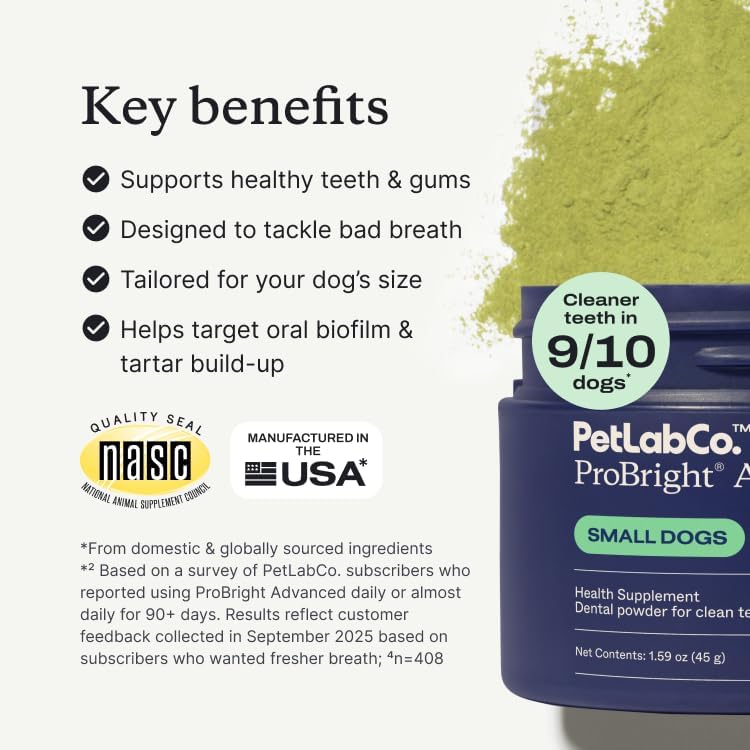 PetLab Co. ProBright Advanced Dental Powder, Small Dogs, 30 Scoops