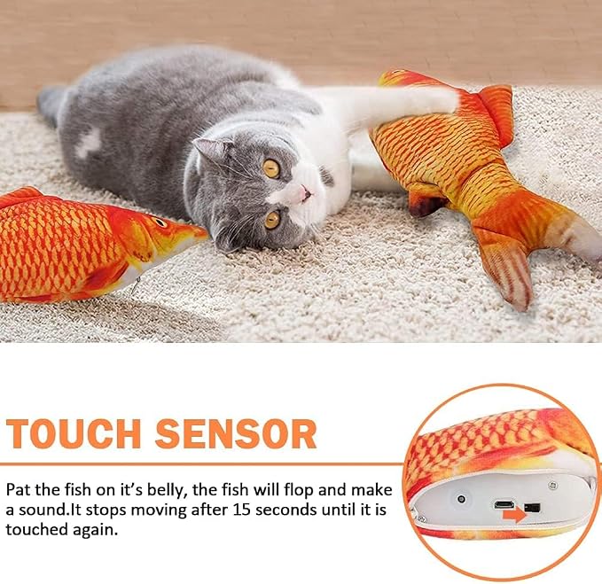 Tocirelo Cat Toys for Bored Indoor Adult Cats - Interactive Cat Toy Catnip | Catnip Kicker Toy for for Indoor Cats，Moving Kitten Kicker Self Play, 11" Electric Flopping Fish for Boredom Kitty Exercise