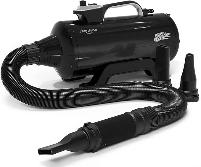 Dual Motor High Velocity Pet Dog Grooming Force Hair Dryer/Blower 6.0HP | 6.0HP powerful high velocity blower dryer for professional dog hair grooming, Jet Black DHD-2400T