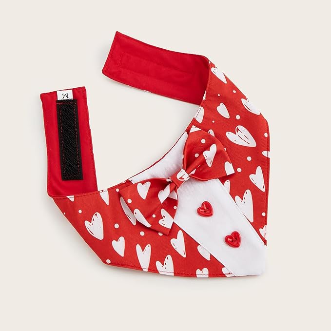 Valentine Dog Tuxedo Bandana with Bow Tie, Medium, XS