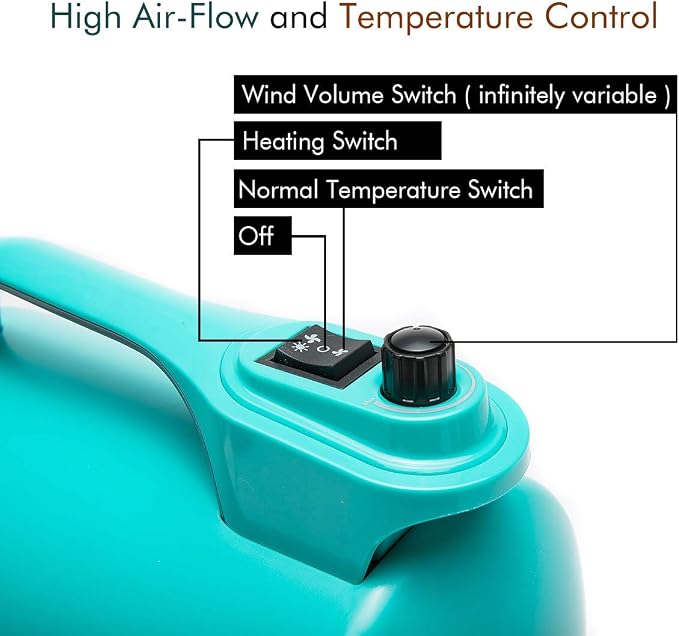Dog Dryer High Velocity Pet Dog Grooming Force Hair Dryer/Blower 5.0HP | Super cyclone 5.0HP high velocity blower dryer for professional dog pet grooming, Green SHD-2600P
