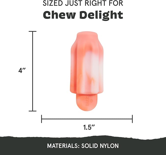 BarkBox Cherry Blasto Pop Dog Toy - for Small Dogs | Durable Nylon Popsicle Chew Toy for Aggressive Chewers | Dog Toys , Puppy Teething Toys & Summer Fun