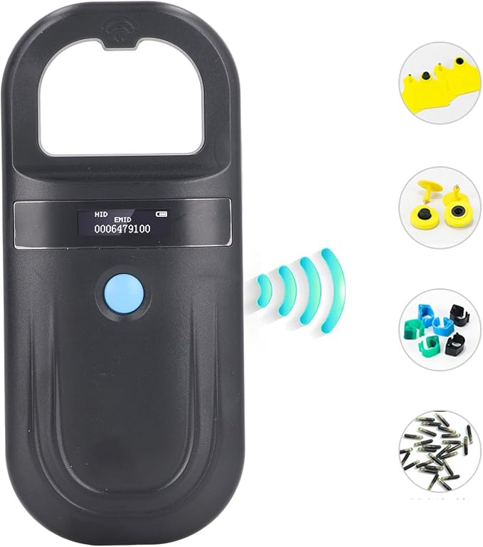 Animal ID Reader, 134.2KHz ISO11784 85 FDX B EMID Handheld Pet Tag Chip Scanner, USB Charging, Built in Buzzer, for Small Animal Management