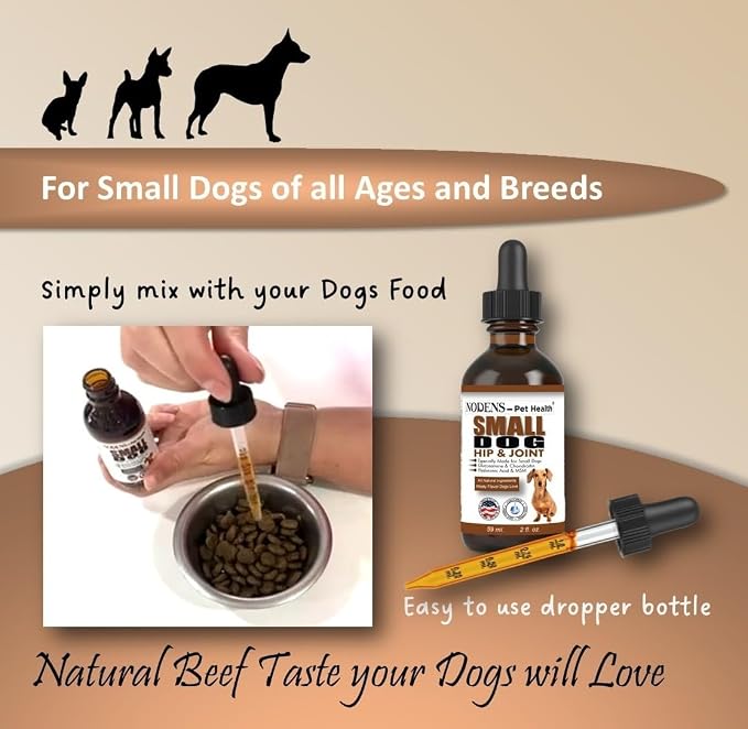 NODENS Small Dog Hip and Joint Liquid Glucosamine for Dogs with Chondroitin