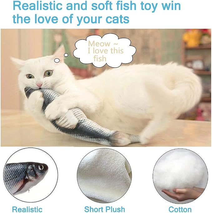 Tocirelo Remote Control Cat Toy - Interactive Catnip Toys for Indoor Cats | 11" Realistic Electric Flopping Fish Kiten Kicker Toy, Automatic Moving Floppy Fish for Bored Kitten and Small Dogs