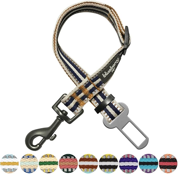 Blueberry Pet Dog Leash Puppy Essentials - 3M Reflective Dog Seat Belt for Car, Adjustable Car Leash Tether for Safe Travel in Cars, Olive and Blue-Gray, 16.5"-25.5", Pet Car Accessory