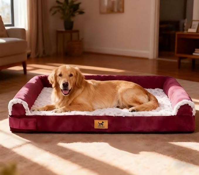 Orthopedic Egg-Crate Foam Sofa Dog Bed - XL 40x28in, Rose Pink