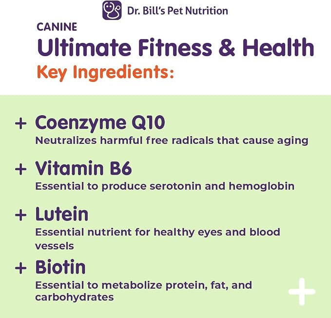 Dr. Bill’s Canine Ultimate Fitness & Health – Daily Dog Multivitamin for Energy, Longevity & Whole-Body Support - Vet Supplement to Help Fill Nutritional Gaps - Skin, Coat, Heart & Brain Health 340g