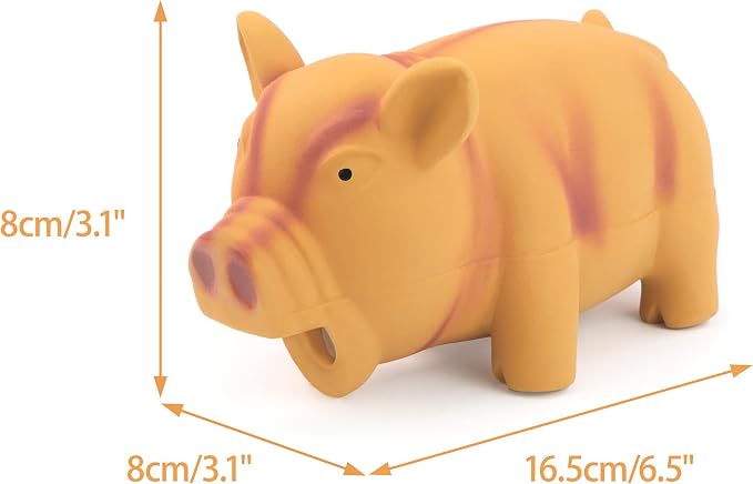CHIWAVA 2PCS 6.5" Latex Cube Pig Dog Toy for Medium Large Dogs Grunt Sound | Squeeze Squeaky Toys for Interactive Play, Fetch, Indoor & Outdoor Activities