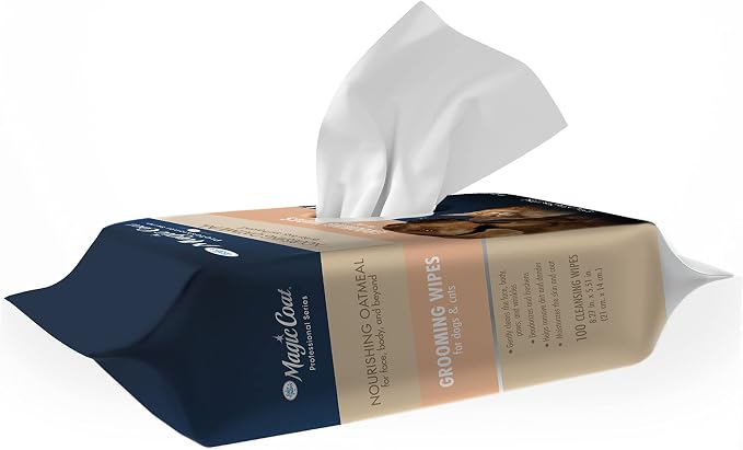 Four Paws Magic Coat Nourishing Oatmeal Grooming Wipes, Peach Scent, 100 Count