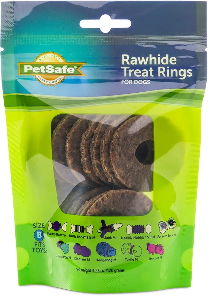 PetSafe Treat Rings - 16 Rings - Size B - Original & Busy Buddy Bristle Bone - Treat-Holding Toy for Dogs - Purple, Large