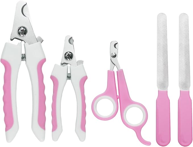 Dog & Cat Nail Clippers Kit, 5pcs, Pink