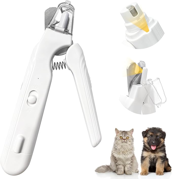2-in-1 Dog Nail Trimmers & Grinder with 2 LED Lights, White