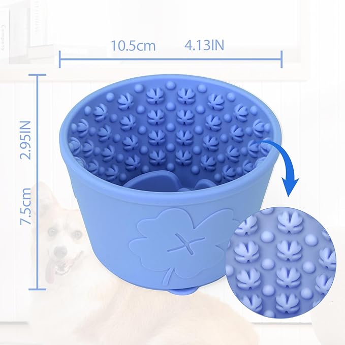 Silicone Lick Bowl for Dogs,Freeze Bowl for Dogs with Suction Cups for Dog Anxiety Relief,Interactive Dog Puzzle Toy (Blue)