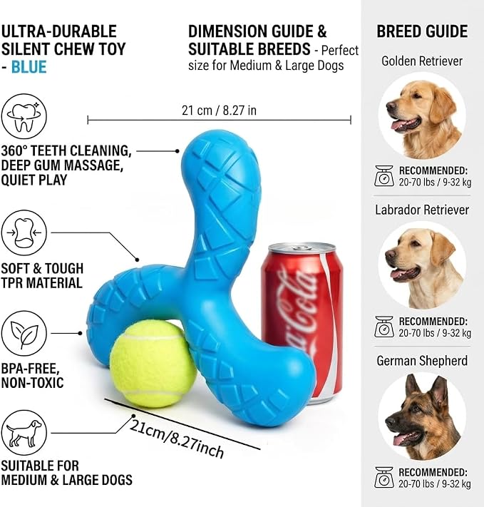 Dog Chew Toy, Durable Y-Shape Dental Toy, Royal Blue