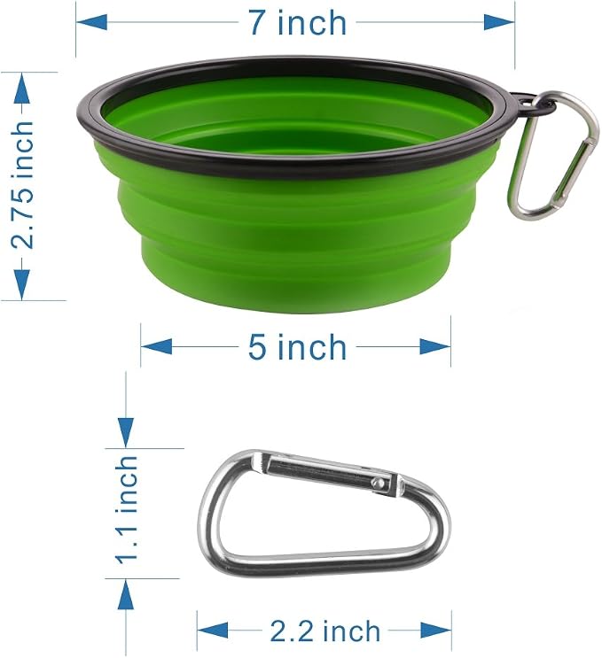 Large Collapsible Dog Bowls, 2 Pack, 34oz, Purple+Green