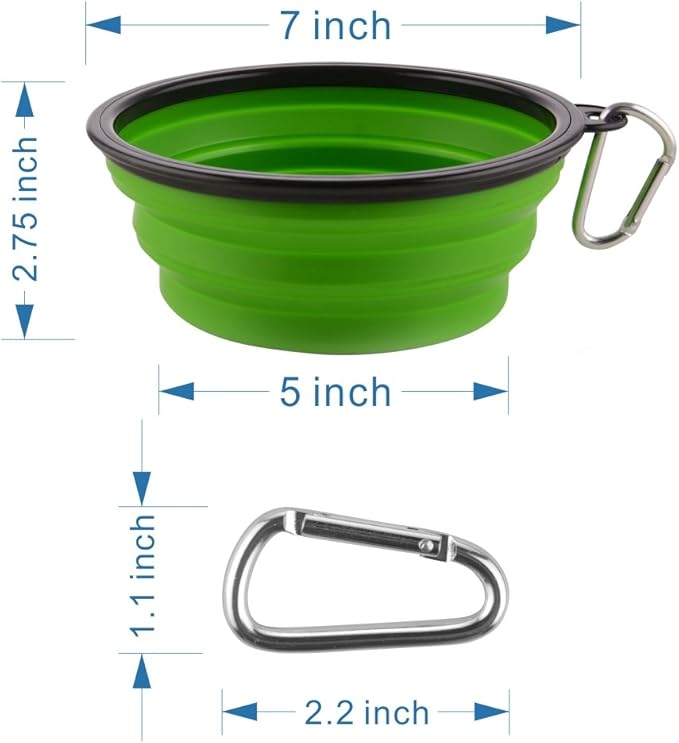 Guardians Large Collapsible Dog Bowls, 2 Pack, 34oz, Green+Red